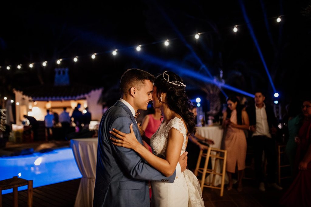 First dance from a bride and groom after their wedding in a private villa in Alicante